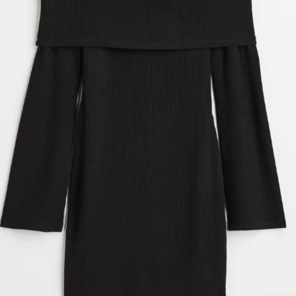 Off-the-shoulder Ribbed Dress - Picture 1 of 3